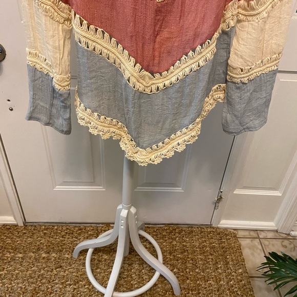 Boho Color Block Crocheted Top XS S - Picture 6 of 7